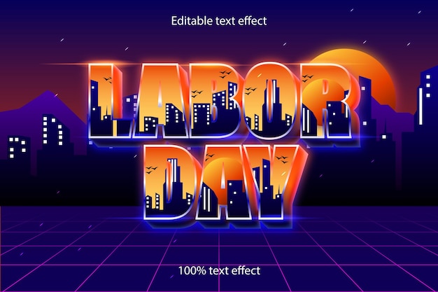Style rétro d'effet de texte modifiable de la fête du travail