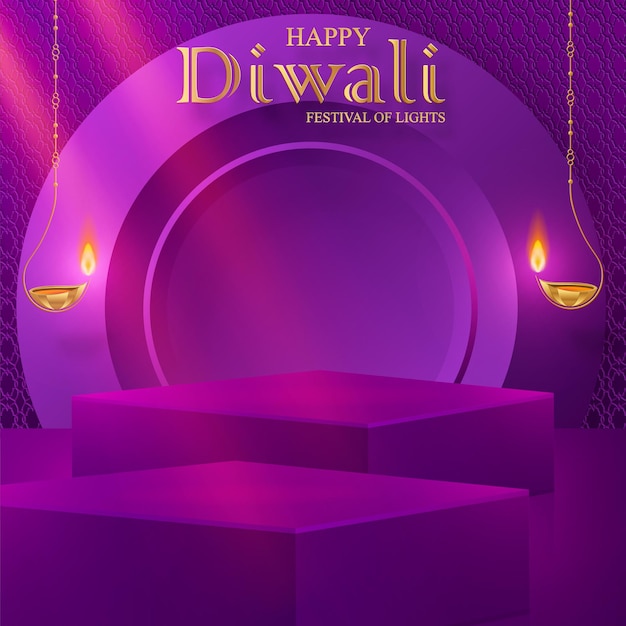 Style de scène carré Diwali ou Deepavali 3d Podium pour le festival indien des lumières
