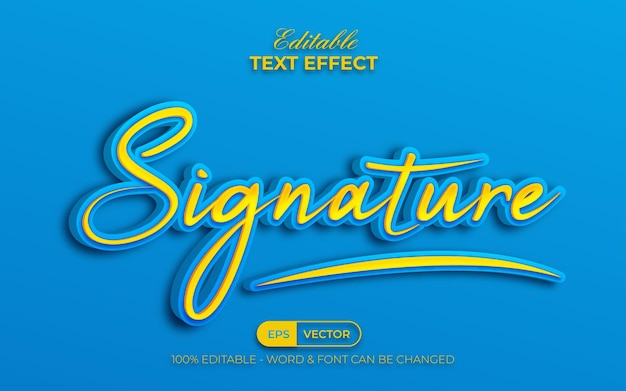 Style De Signature D'effet De Texte 3d Effet De Texte Modifiable