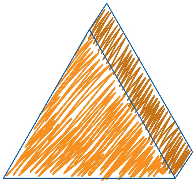 Vecteur style simple de croquis de couleur de crayon de prisme triangulaire