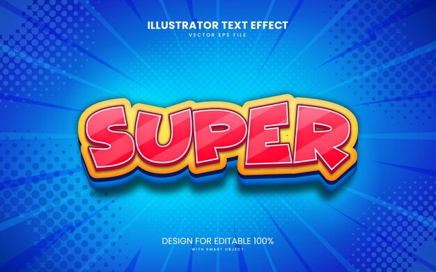 Style De Super Dessin Animé à Effet De Texte Vectoriel Modifiable