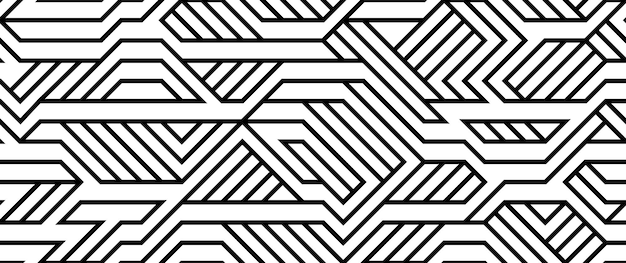 Style technique modèle linéaire sans couture vectoriel circuits monochromes lignes de fond sans fin papier peint image en noir et blanc design géométrique techno micro image