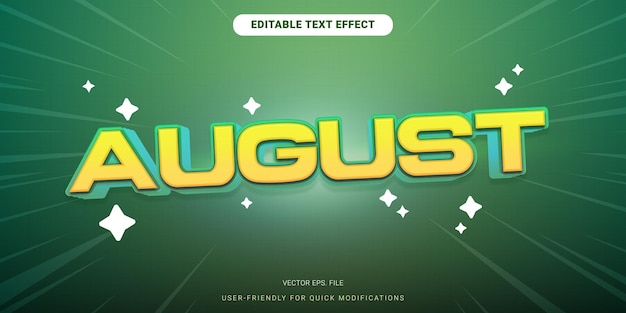 Style de texte d'août personnalisable avec le vecteur vert des éléments festifs