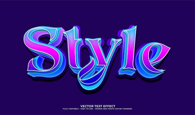 Vecteur style de texte dégradé vectoriel avec effet de style 3d