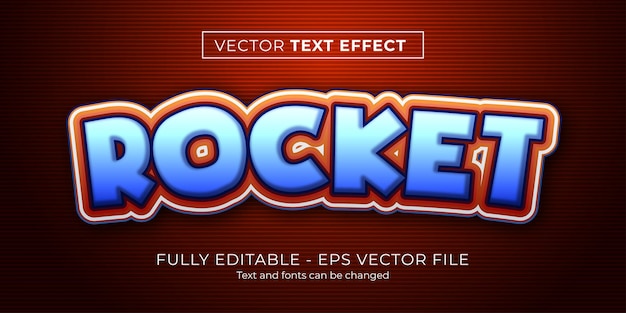 Vecteur style de texte de fusée d'effet de texte modifiable