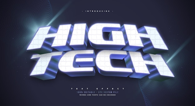 Style De Texte High Tech En Blanc Et Bleu Avec Effet 3d Et Texture