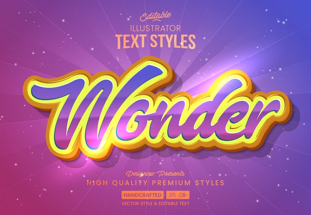 Vecteur style de texte wonder