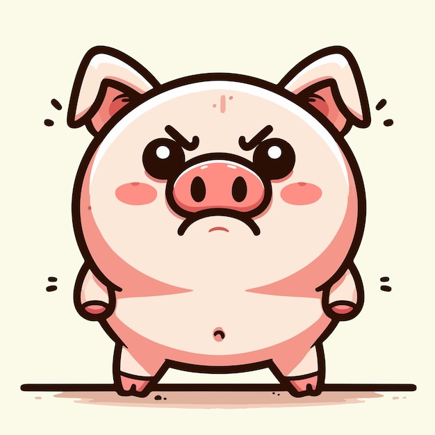 style vectoriel cochon en colère illustration mignonne