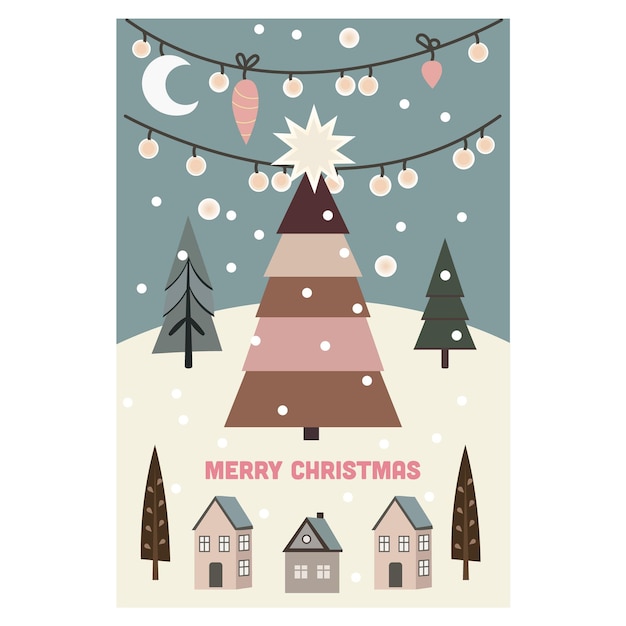 Le style visuel de l'image est un dessin de Noël festif en couleurs pastel