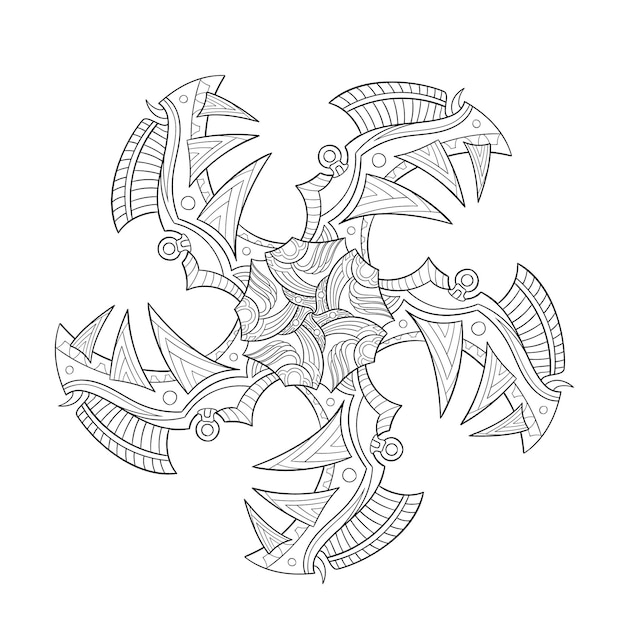 Vecteur style zentangle shuriken mécanique mandala spike symétrique