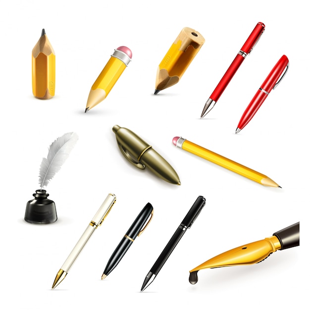 Stylos et crayons, définir des icônes