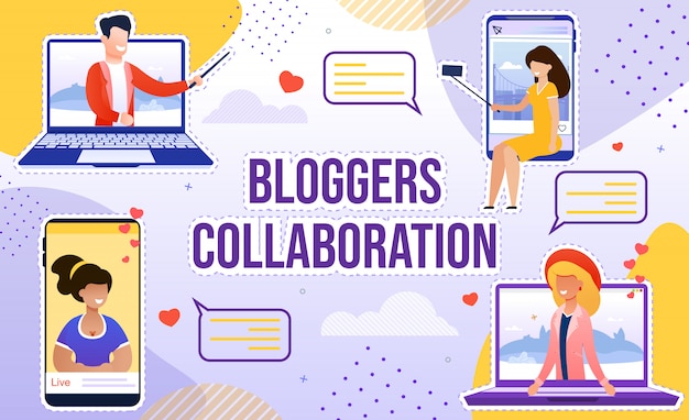 Vecteur subtilités de collaboration blogger pour la popularité