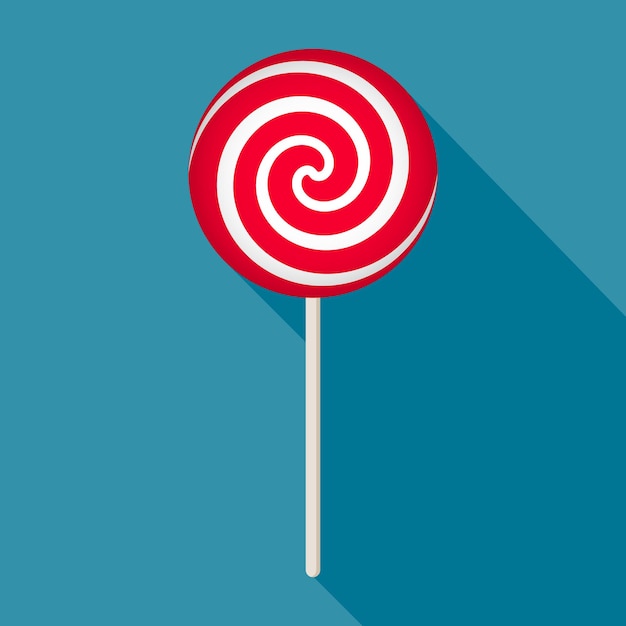 Sucette illustration bonbon spirale rouge et blanc réaliste sur fond turquoise