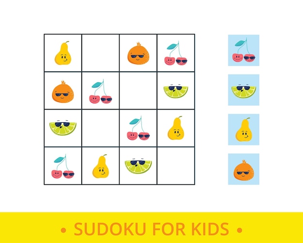 Sudoku de jeux préscolaires de vecteur pour les enfants