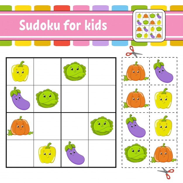 Sudoku Pour Les Enfants. Feuille De Travail Pour Le Développement De L'éducation.