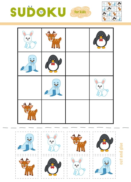 Imagens vetoriais Enfants colorés puzzle sudoku