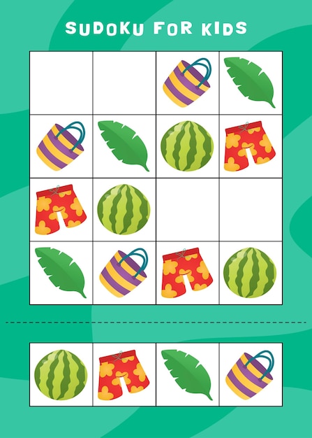 Vecteur sudoku pour les enfants