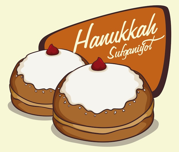 Sufgania Réaliste En Style Dessin Animé Avec Message De Hanoukka