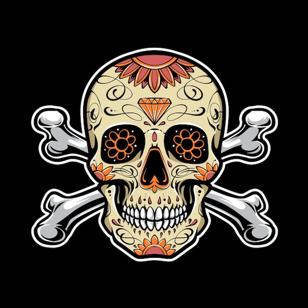 Sugarskull Avec Logo Vectoriel Croix Os