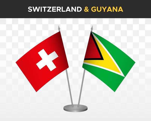 La Suisse Contre La Guyane Maquette De Drapeaux De Bureau Illustration Vectorielle 3d Isolée Drapeau De Table Suisse