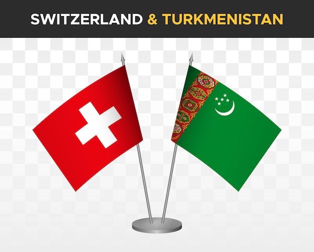 La Suisse Contre Le Turkménistan Maquette De Drapeaux De Bureau Illustration Vectorielle 3d Isolée Drapeau De Table Suisse