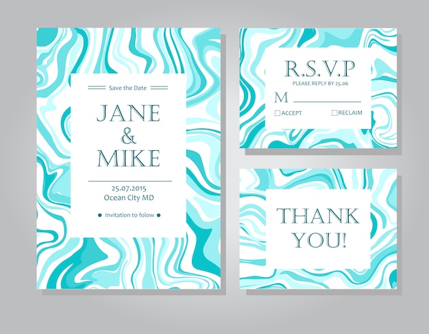 Suite De Cartes D'invitation De Mariage Vector