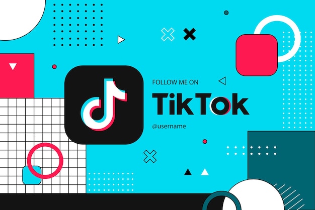 Vecteur suivez-moi sur fond de style tiktok memphis