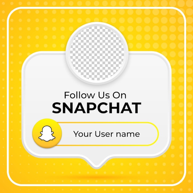 Suivez-nous sur la bannière carrée des médias sociaux snapchat