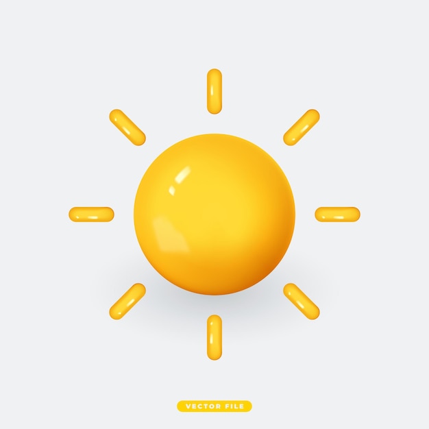 Vecteur sun 3d icône météo réaliste illustration vectorielle isolée conception d'icône 3d réaliste pour l'application mobile et le site web