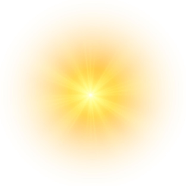 Sun Flash Douce Lueur Sans Départ De Rayons Star A Clignoté Avec Des étincelles Yellow Splash Vector