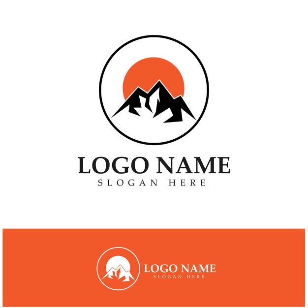 Sun Mountain Logo Icon Design Illustration Stock