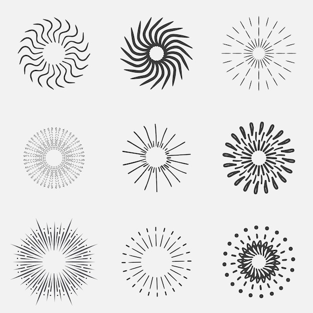 Sunburst set Sunburst collection d'icônes vecteurRetro sunburst designBig collection sunburst le meilleur qui est