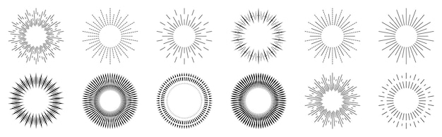 Sunburst Set Sunrise Vector Illustration