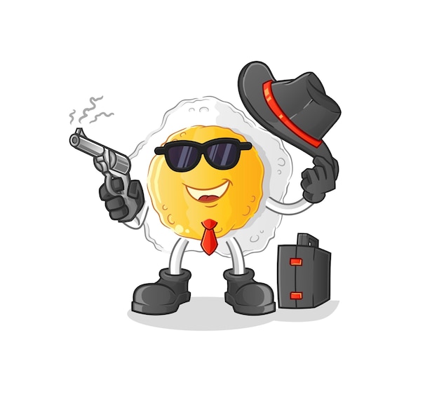 Vecteur sunny side up mafia avec caractère d'arme à feu. vecteur de mascotte de dessin animé