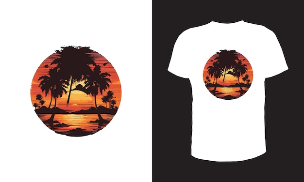 Sunset Beach Hawaii design de t-shirt pour l'été généré par ai