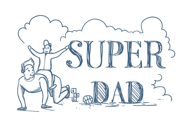 Super Dad Doodle Poster Avec Un Homme Monté à L'arrière