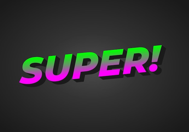 Super effet de texte dans un style coloré avec un aspect 3D