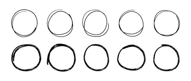 Super Ensemble De Lignes De Cercles Croquis Cercles Doodle Dessinés à La Main Pour Les éléments De Conception