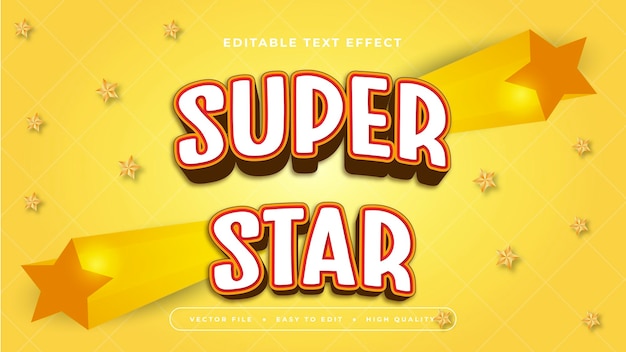 Super étoile orange jaune et blanc style de police d'effet de texte 3D modifiable