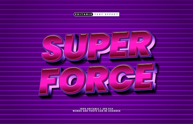 super force effet de texte modifiable avec un héros et un effet de texte super