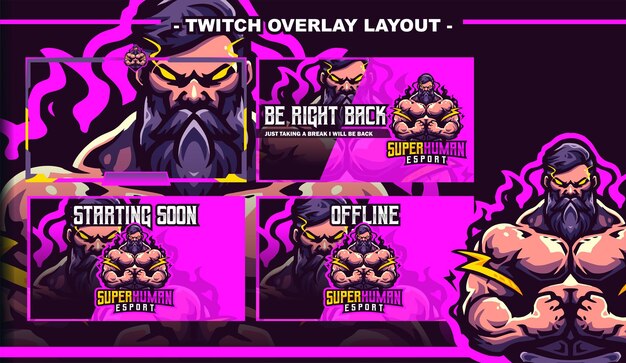 Super Human Muscle Gym Esport Gaming Layout Design Streamer Twitch