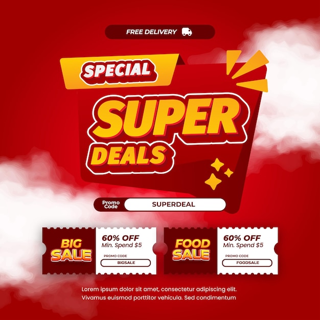 Super jour de shopping Des offres de réduction Red gradient Cute pop-up avec une bannière de coupon