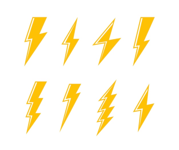 Vecteur super set lightning bolt. coup de foudre, coup de foudre. illustration vectorielle de style plat moderne.