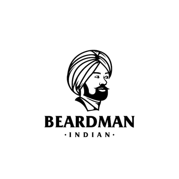 Vecteur superbe modèle de logo indien barbu