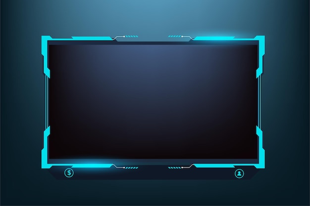 Superposition de streaming en ligne et décoration d'interface d'écran Vecteur de superposition de jeu en direct pour les joueurs avec des formes abstraites Conception de panneau d'écran de diffusion avec une couleur bleu brillant futuriste