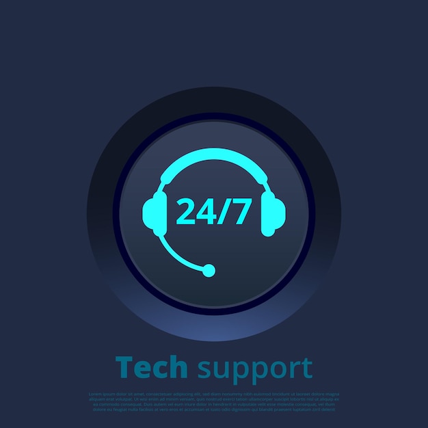 Support Technique. Bouton De L'interface Utilisateur Du Service De Support Client Avec Icône Plate