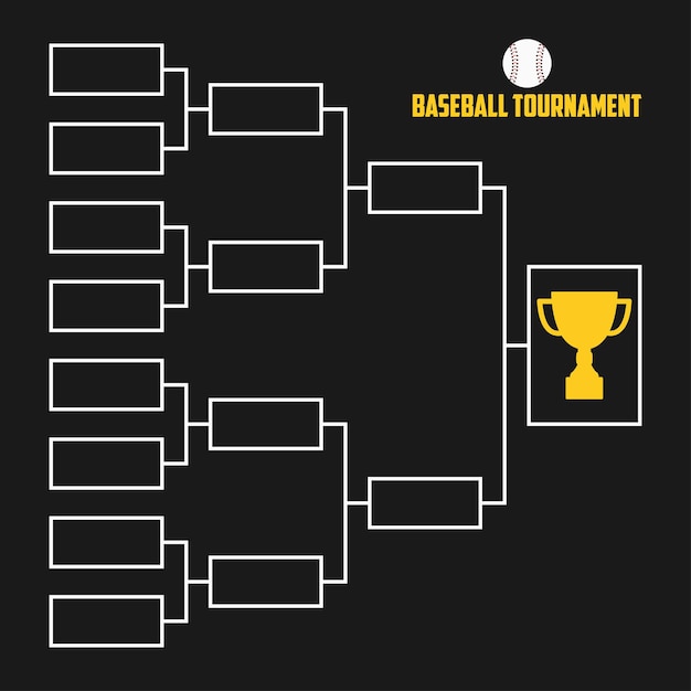 Support De Tournoi. Programme De Championnat De Baseball Avec Coupe Du Trophée. Illustration Vectorielle Sportive.