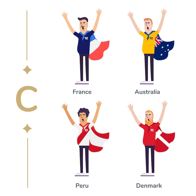 Vecteur les supporters de football soutiennent les équipes nationales