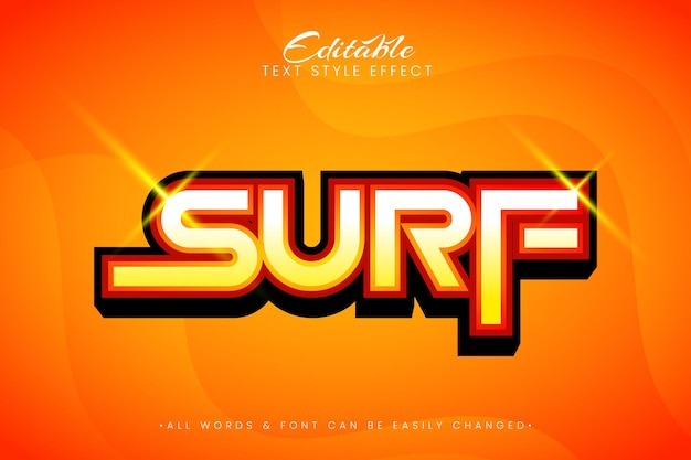 Surf Effet de style de texte modifiable Effet de texte Illustrator