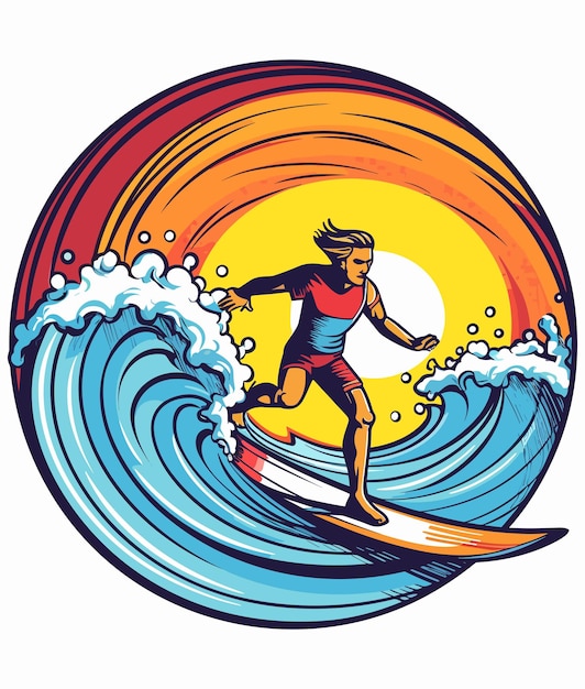 Vecteur surf d'été sur l'illustration de la plage